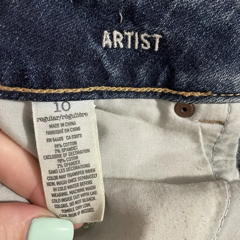 American Eagle Jeans Womens Size 10 Artist Low Rise Dark Wash Blue Denim Stretch - Picture 3 of 8
